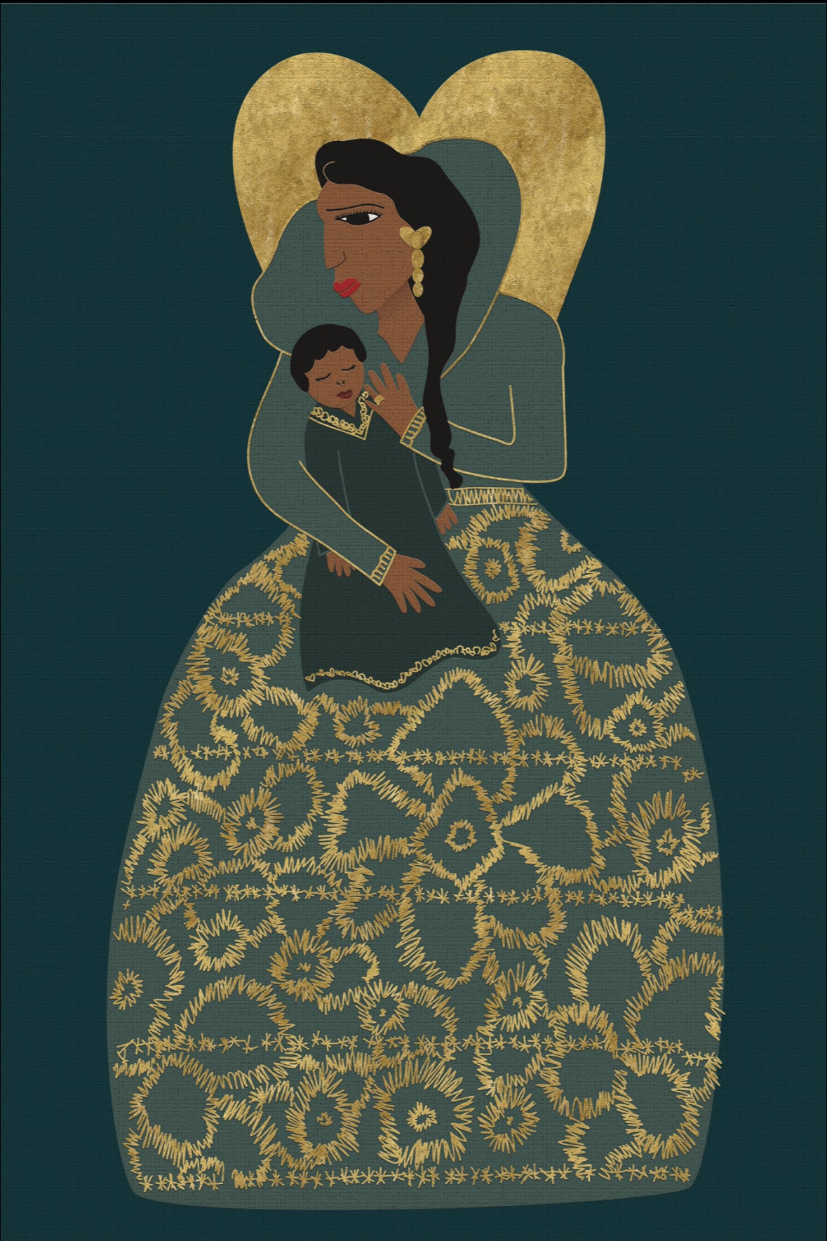 St. Leila Mother & Child art print Dark